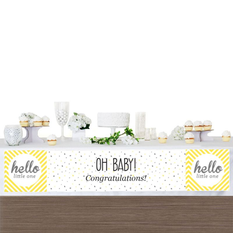 Big Dot of Happiness Hello Little One - Yellow and Gray - Neutral Baby Shower Decorations Party Banner
