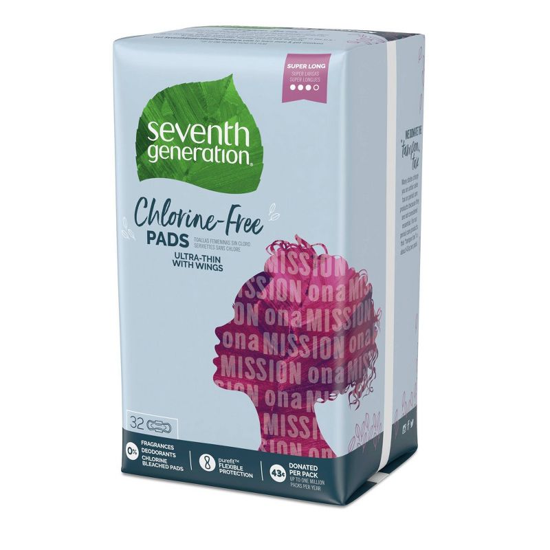 Seventh Generation Ultra Thin Super Long Pads Free & Clear - 32ct