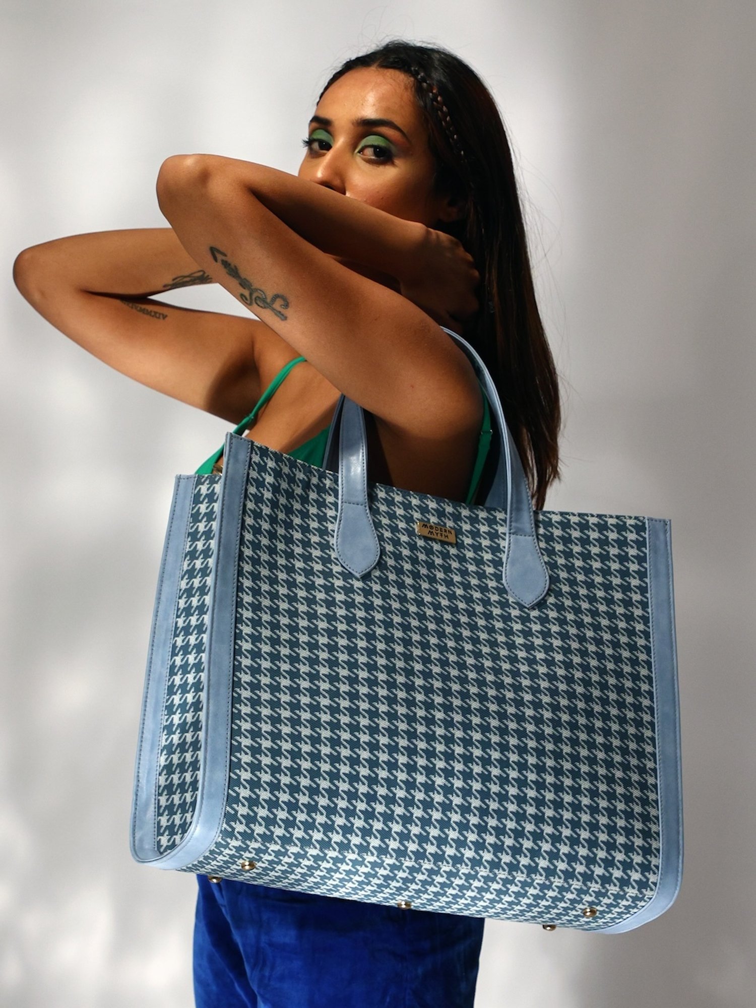 Modern Myth Cosmic Blue Textured Large Tote Bag