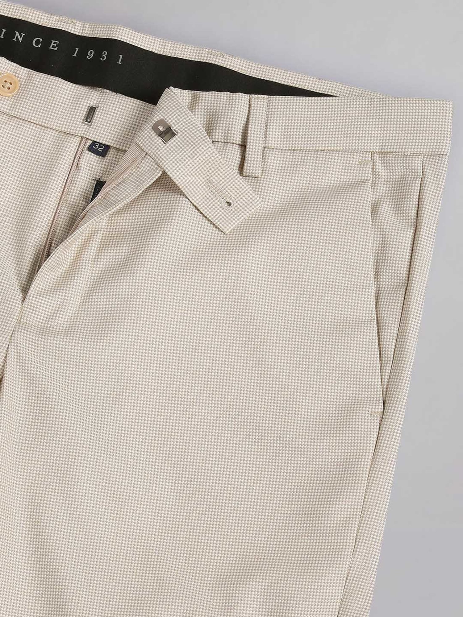 AD by Arvind Beige Slim Fit Flat Front Trousers