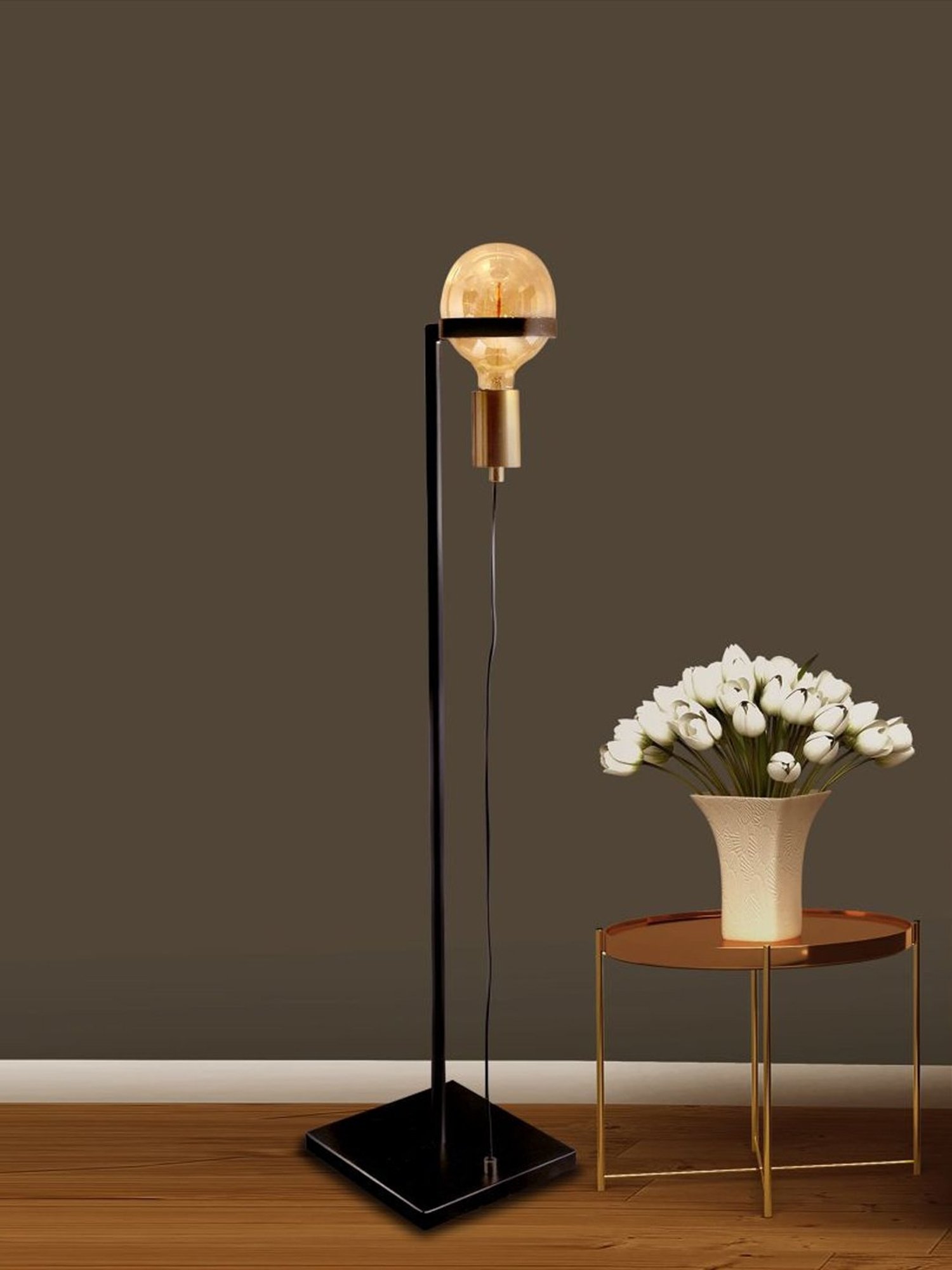 Kapoor Lamp Shades Black & Matt Gold Metal Ottelien Matte Floor Lamp