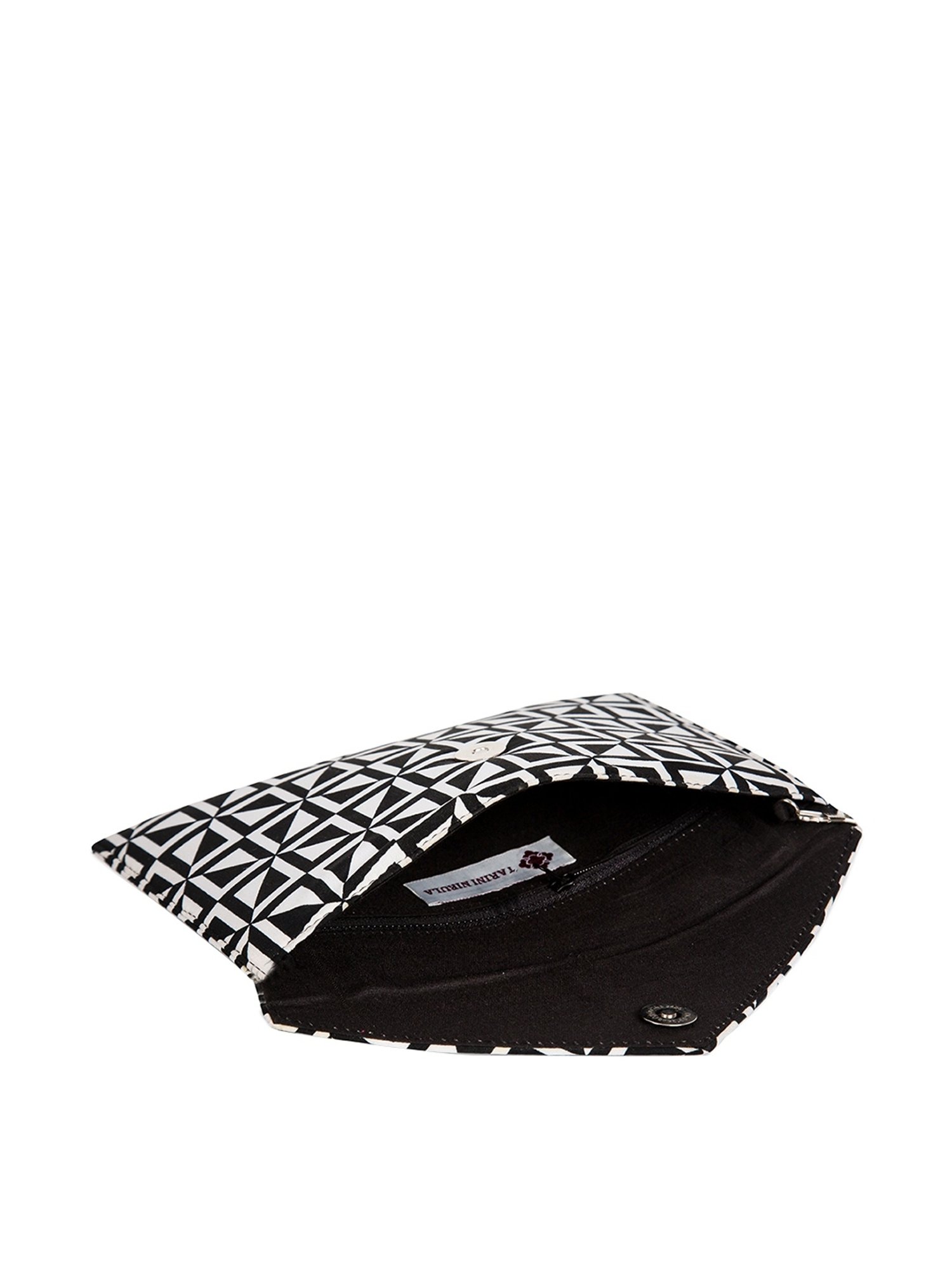 Tarini Nirula Black & White Printed Envelope Pouch for Women