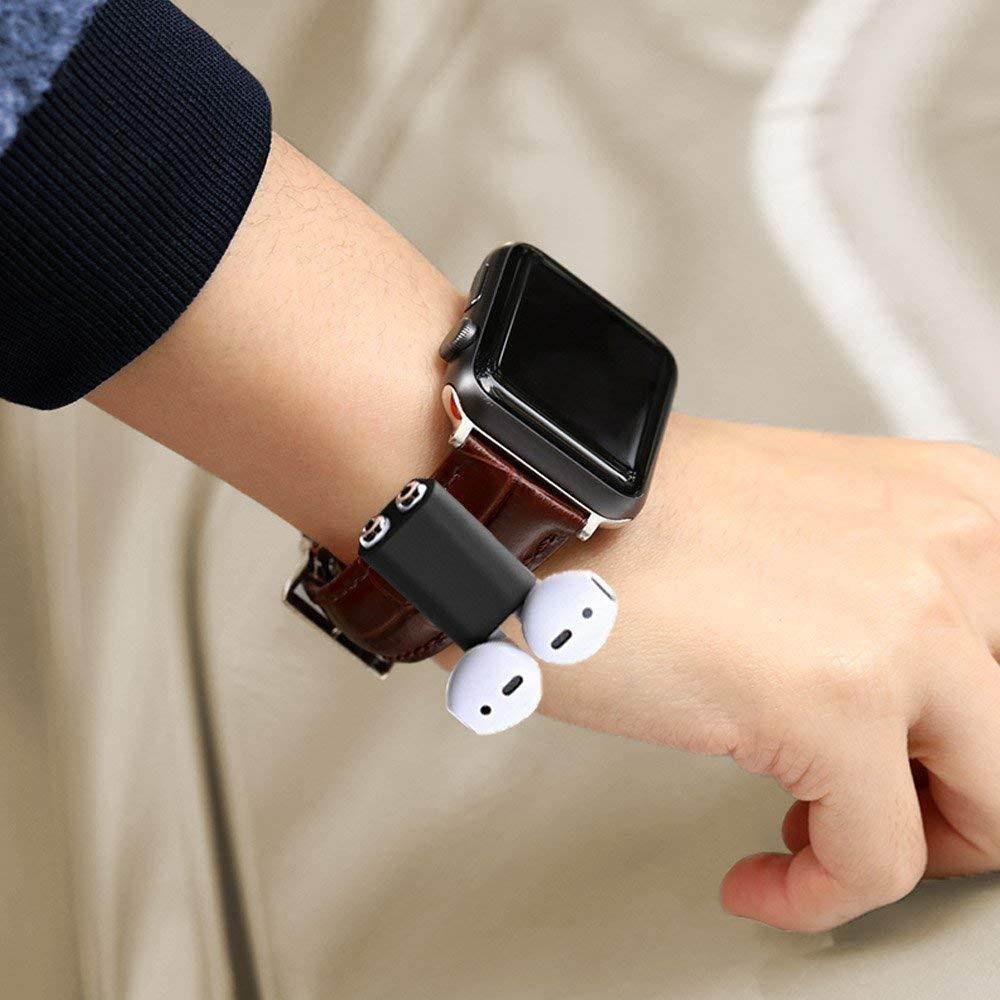 Spessn Compatible AirPods Holder,Portable Exercise Anti-Lost for Watch Band Strap Shock Resistant Silicone Holder - Dark Gray