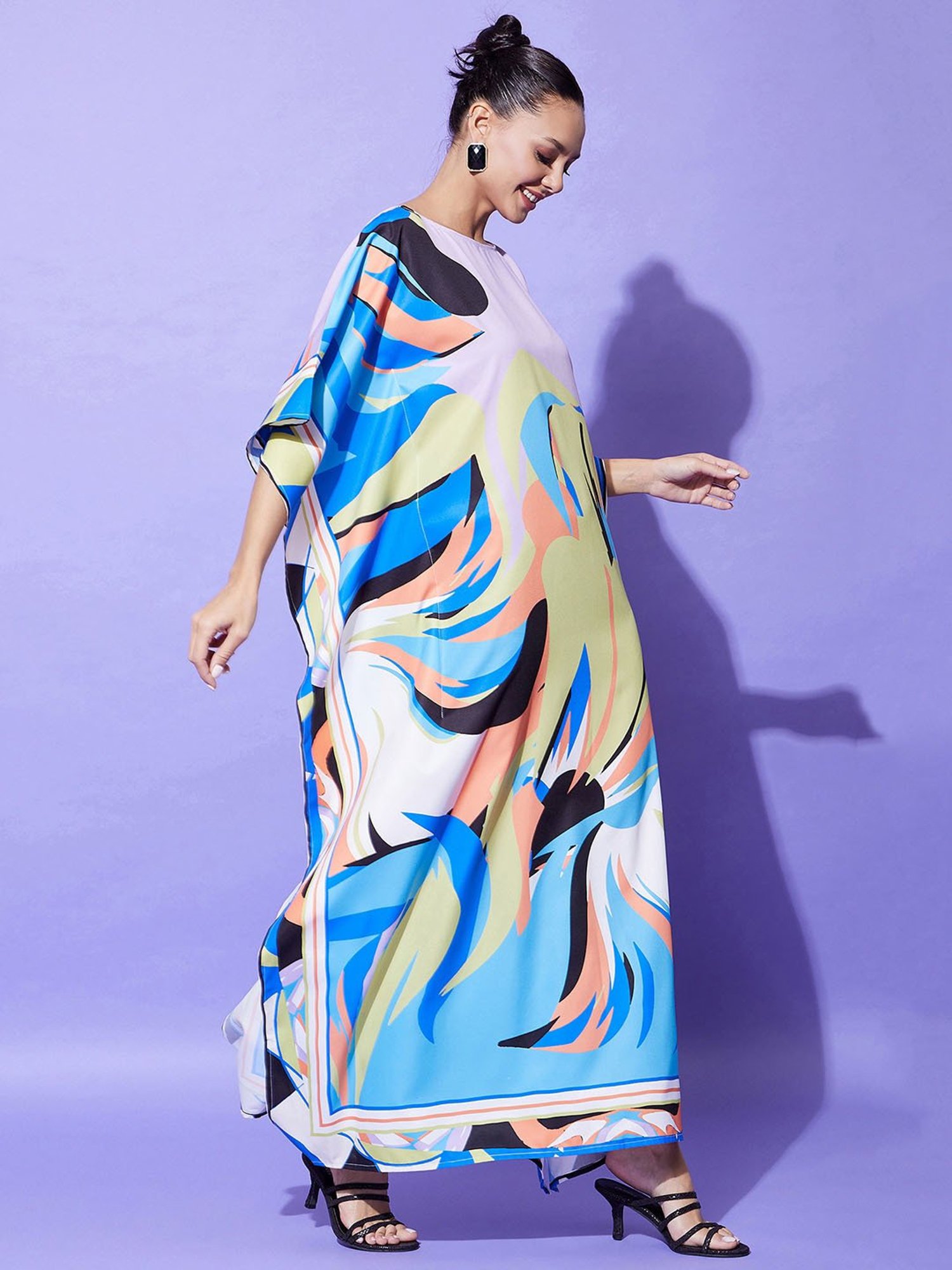 StyleStone Multicolor Geometric Print Kaftan Dress