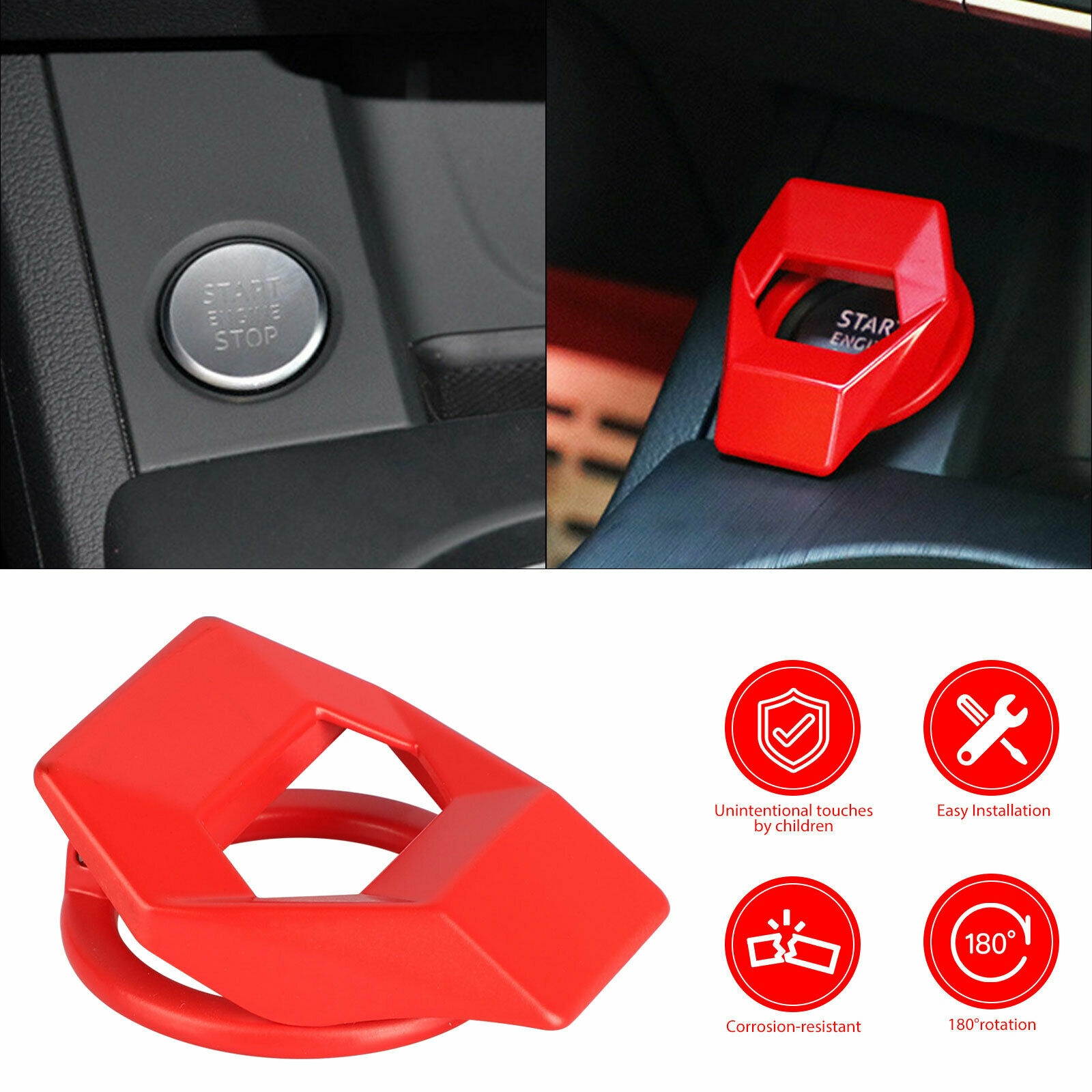 Universal Car Engine Start Stop Push Button Switch Decor Cover Accessories Trim