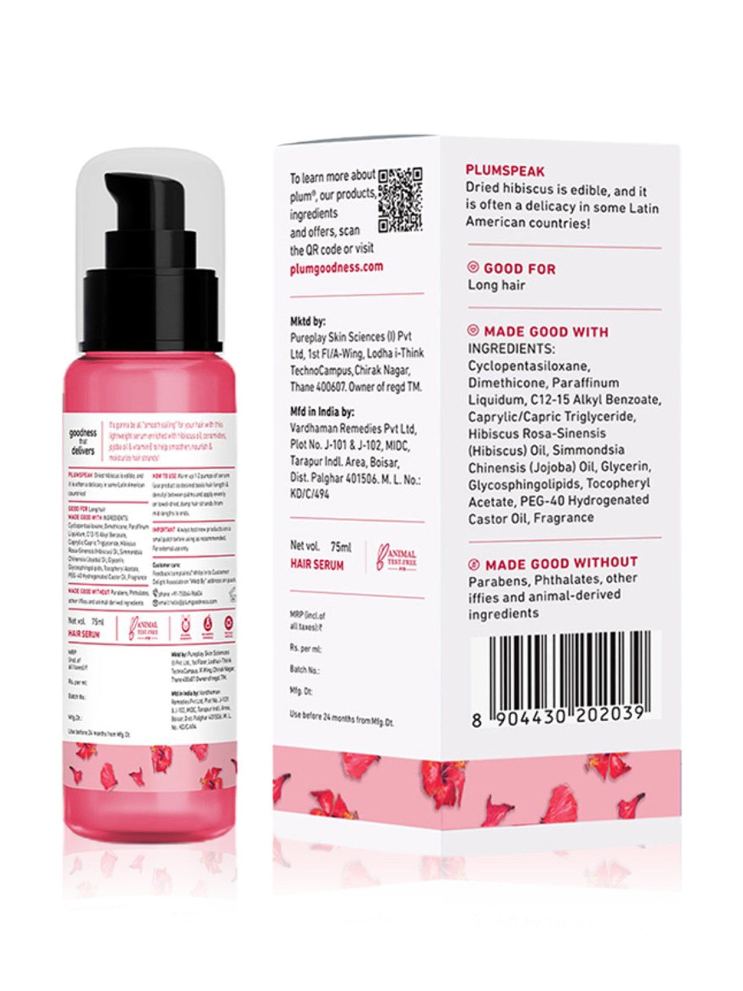Plum Hibiscus & Ceramides Smoothing Hair Serum - 75 ml