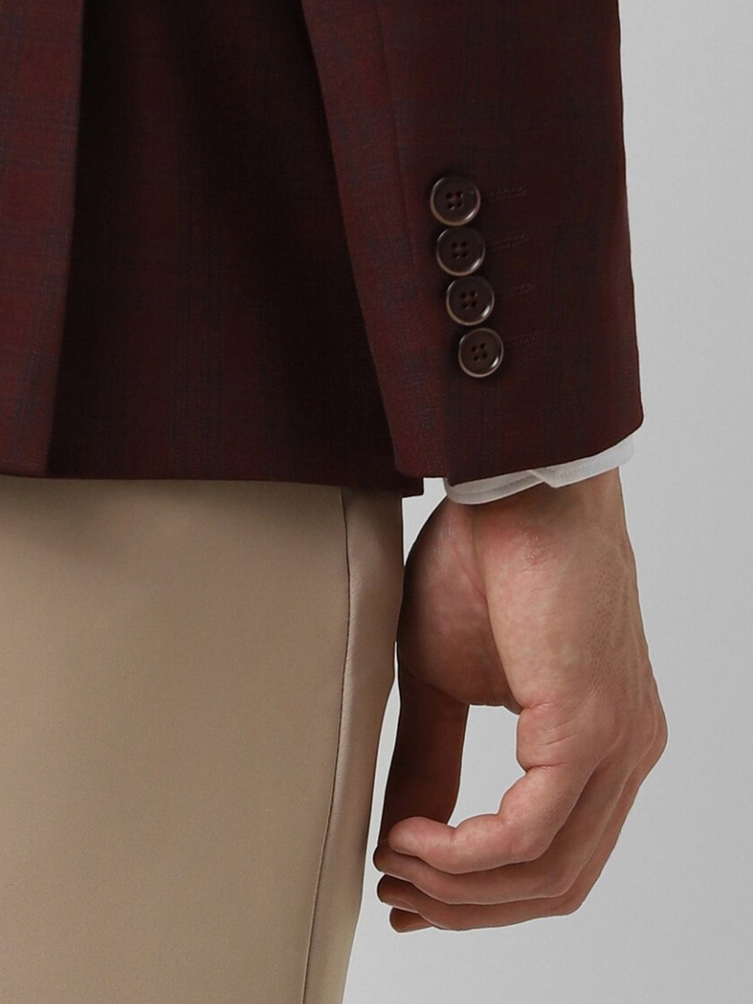 Van Heusen Maroon Slim Fit Checks Blazer