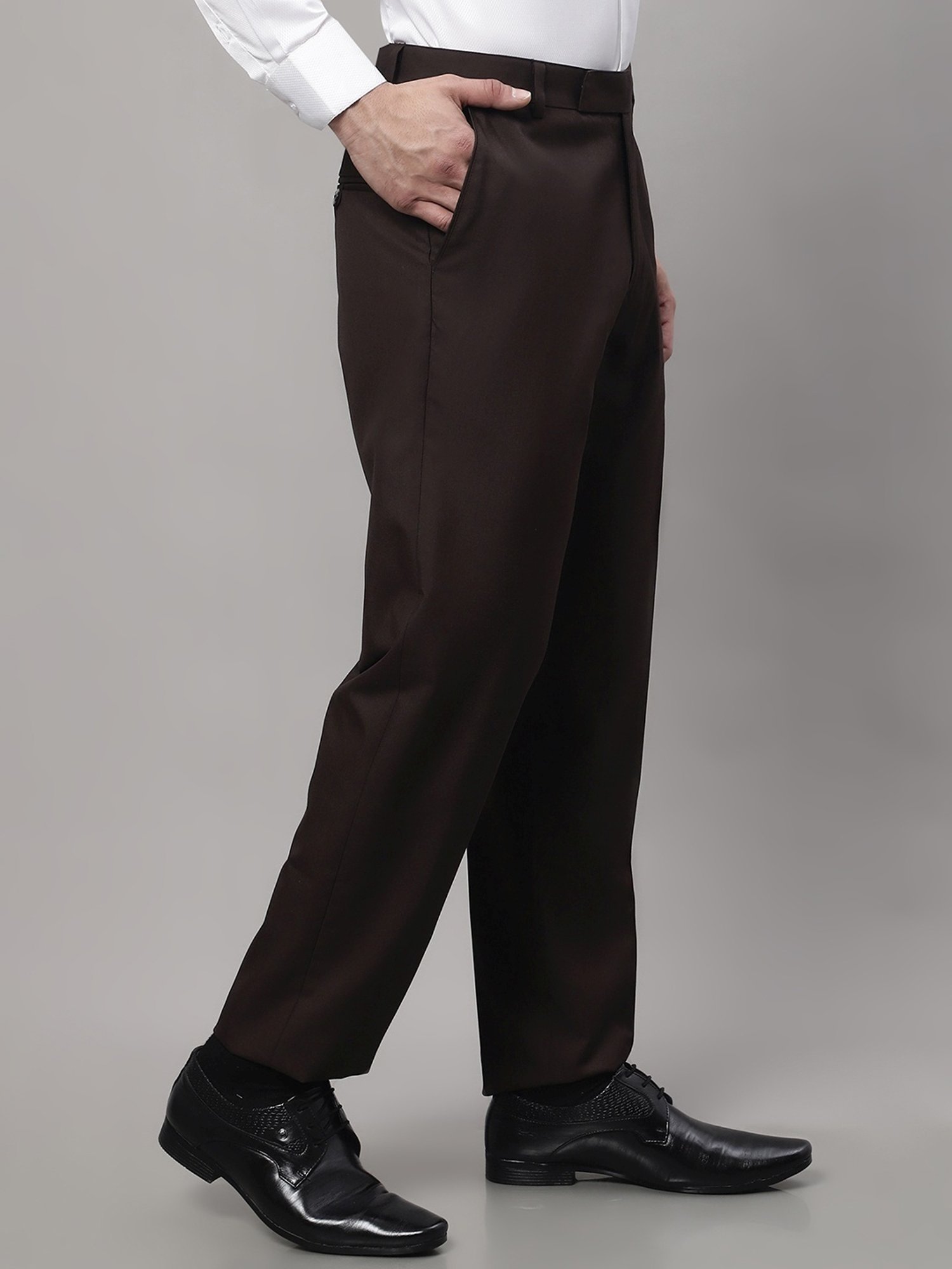 Jainish Coffee Cotton Tapered Fit Trousers