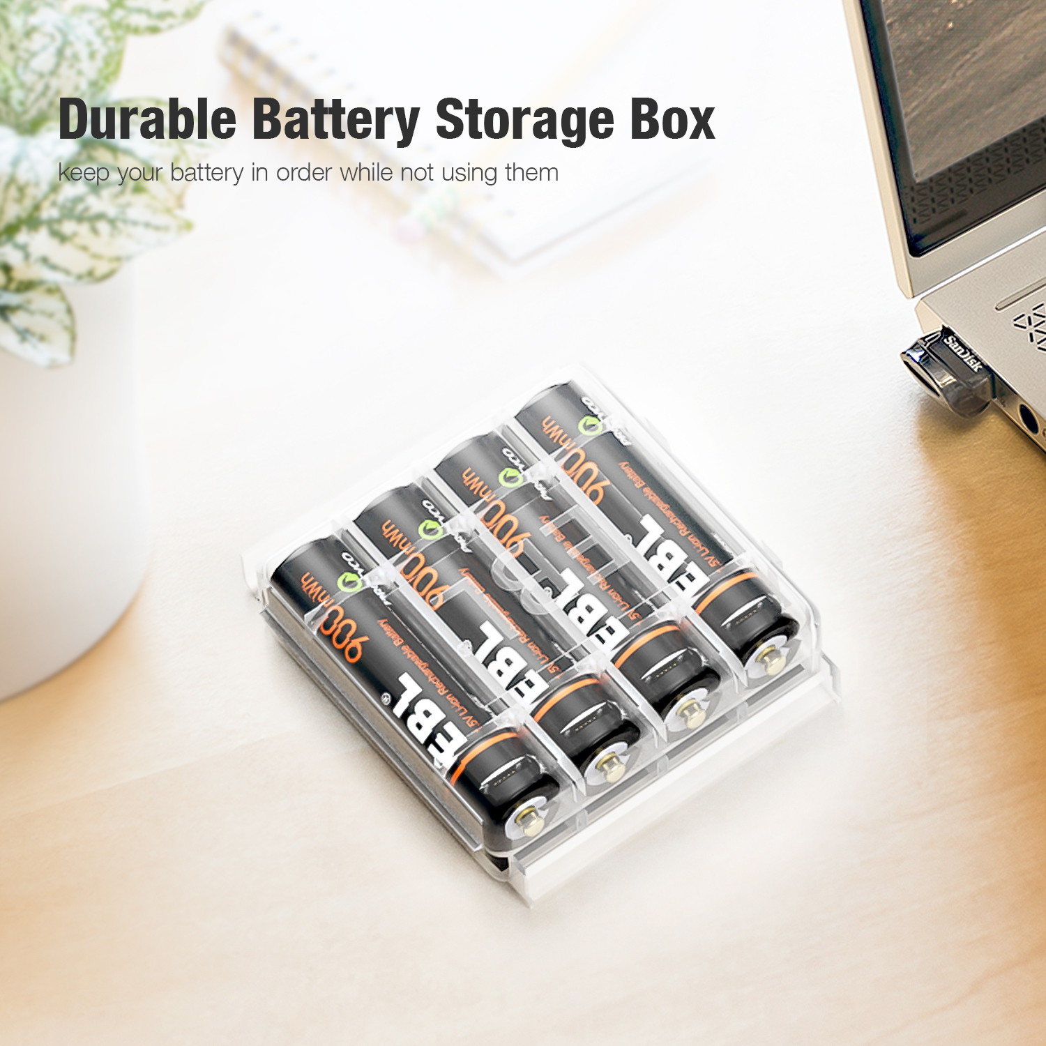 EBL 4 Pcs USB Rechargeable Lithium ion AAA Batteries - 1.5V Long Lasting Rechargeable Triple A Battery Quick Charge in 2H