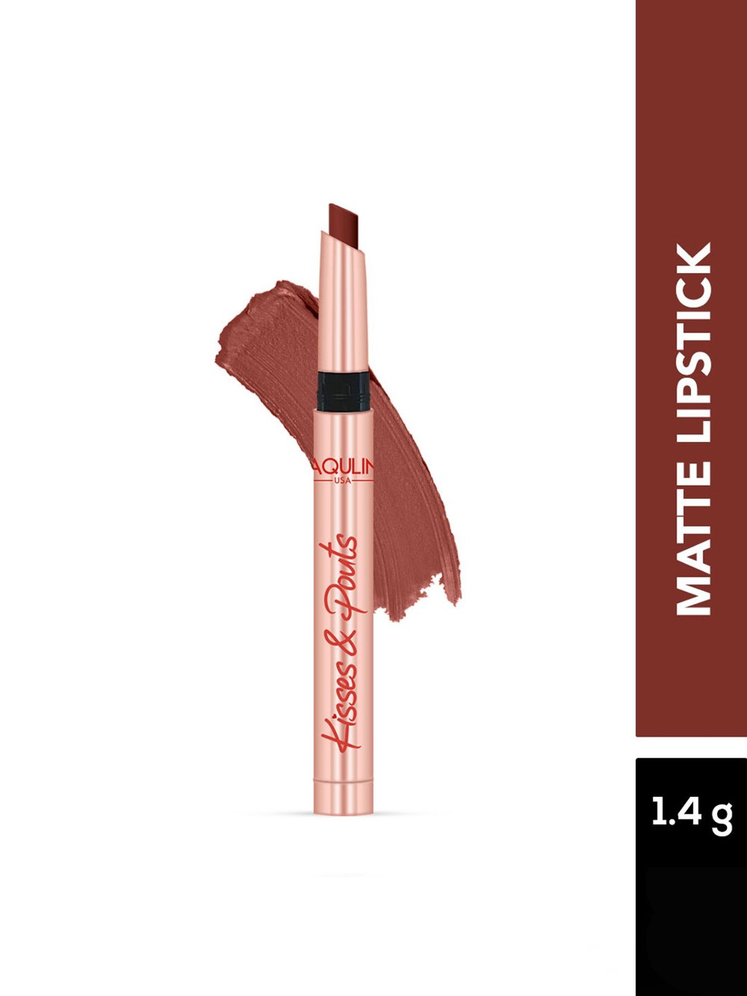 Jaquline USA Kisses & Pouts Transfer Proof Matte Lipstick Steamy Kiss - 1.4 gm