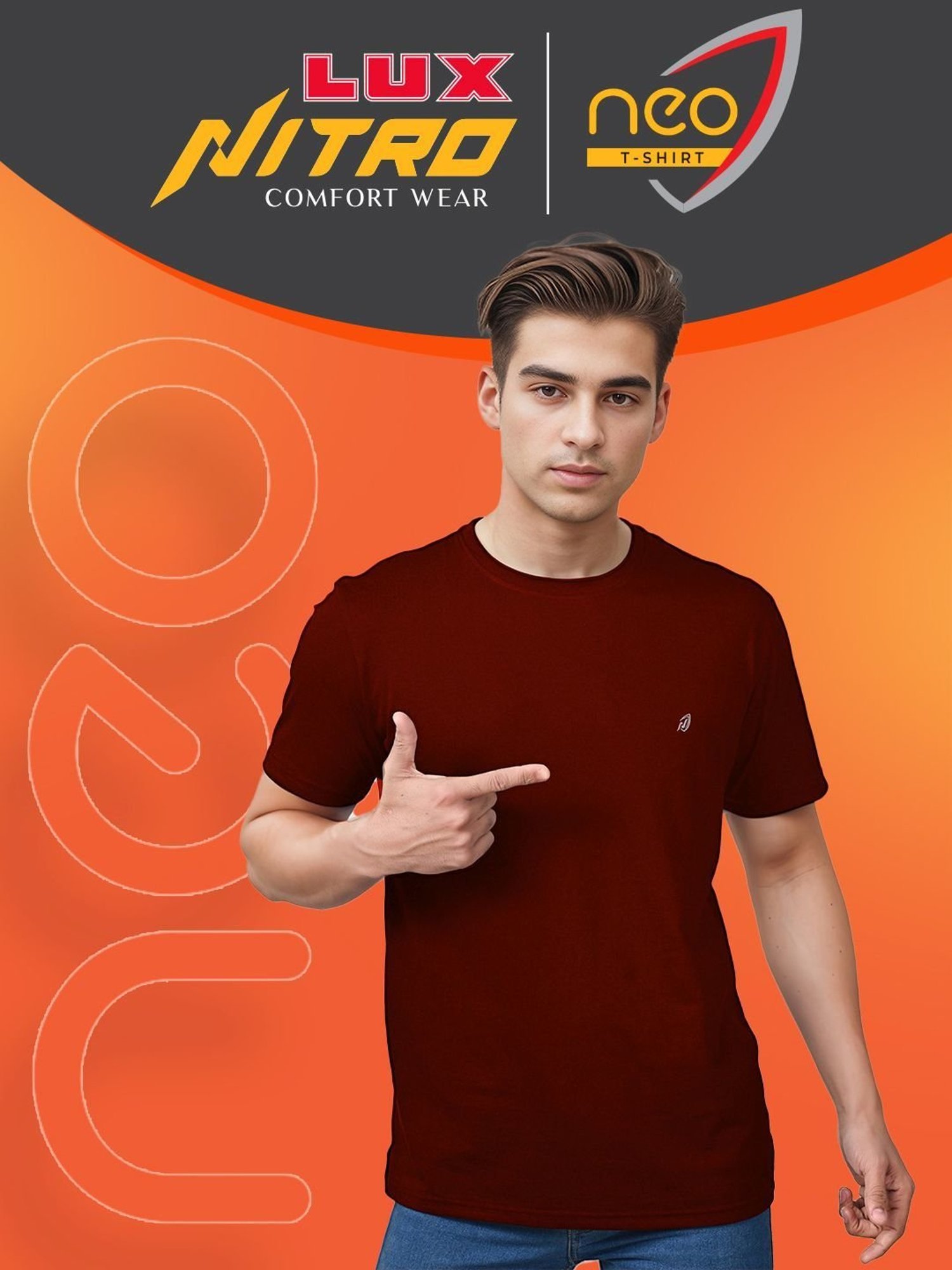 Lux Nitro Maroon Regular Fit T-Shirt