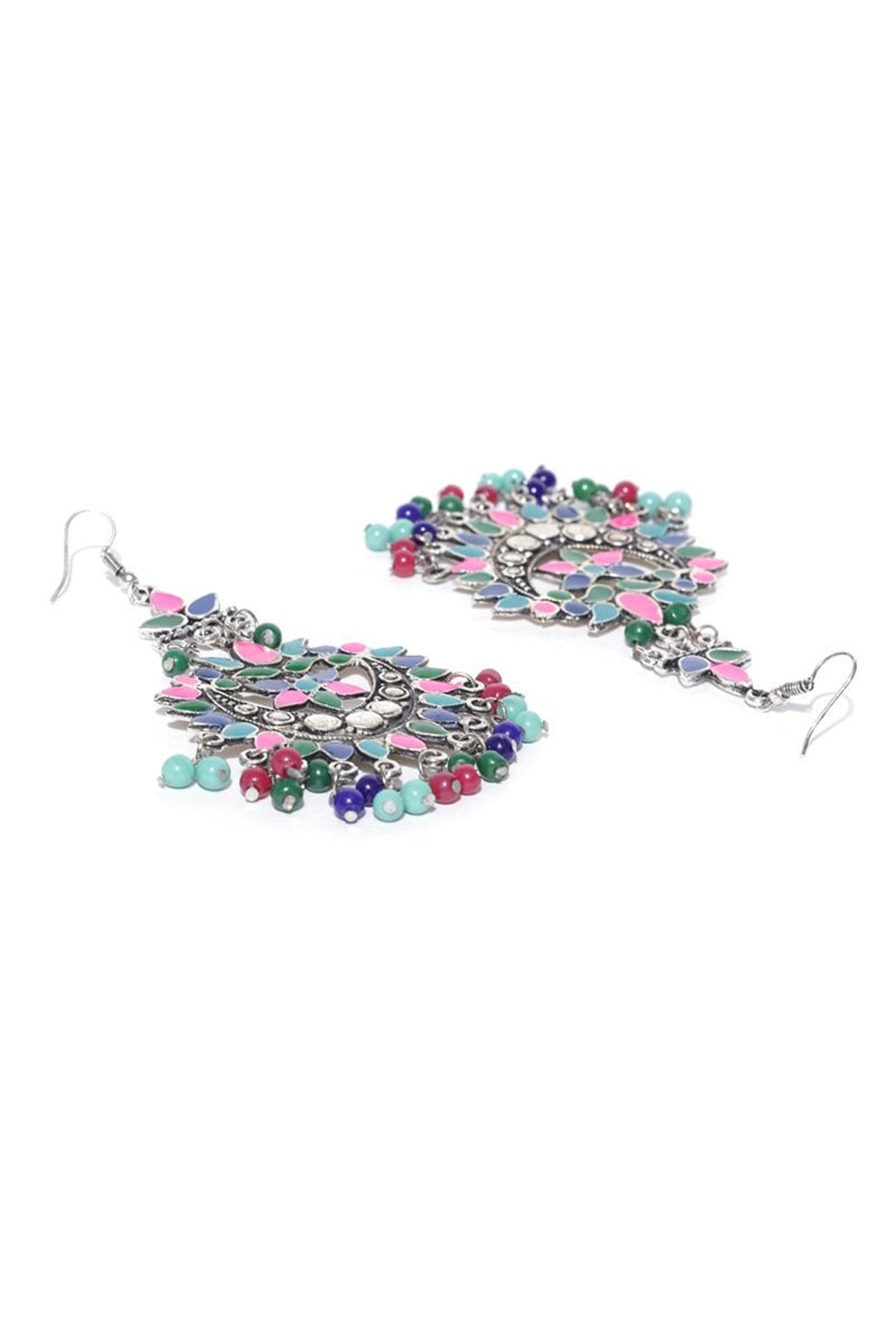 Panash Multicolor Metal Fish Hook Dangler Earrings