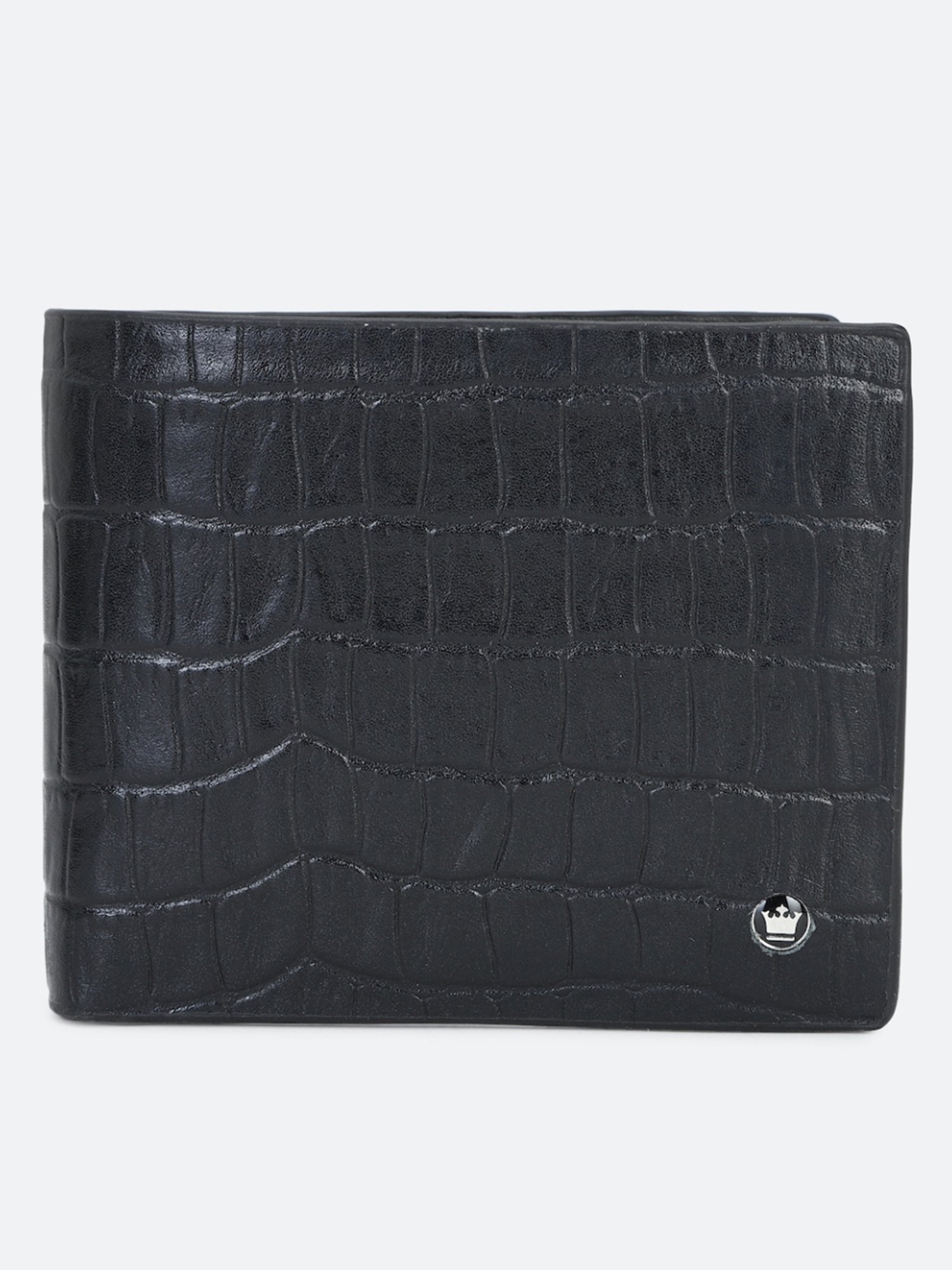 Louis Philippe Black Leather Textured Bi-Fold Wallet