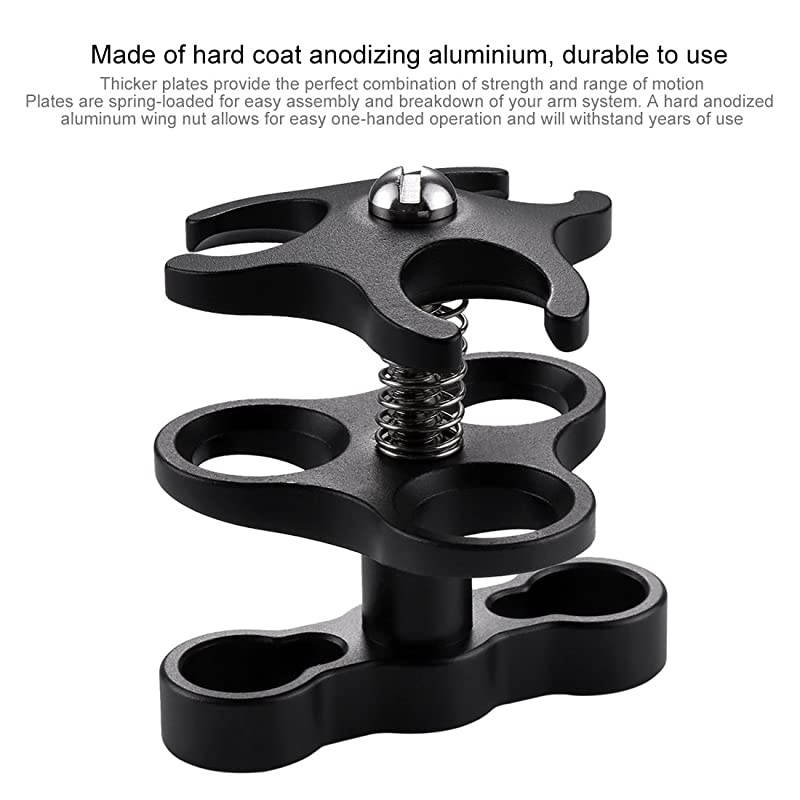 Aluminum Alloy 1&rdquo; Ball Clamp 3 Mount Holes Clip Adapter for Diving Underwater Arm System Diving Tray GoPro LED Light