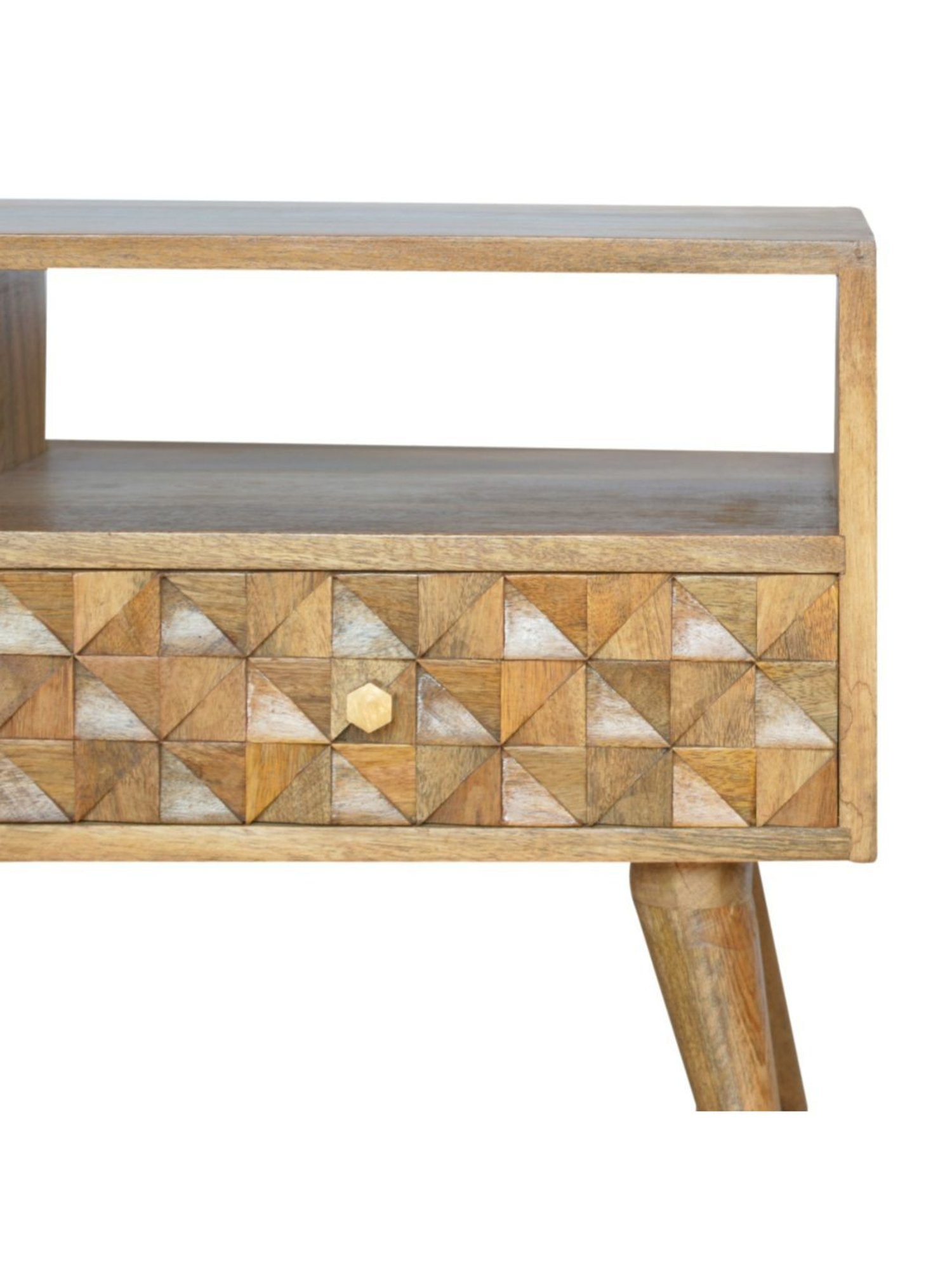 Artisan Furniture Brown Diamond Carved TV Unit (Natural Oak-ish Finish)