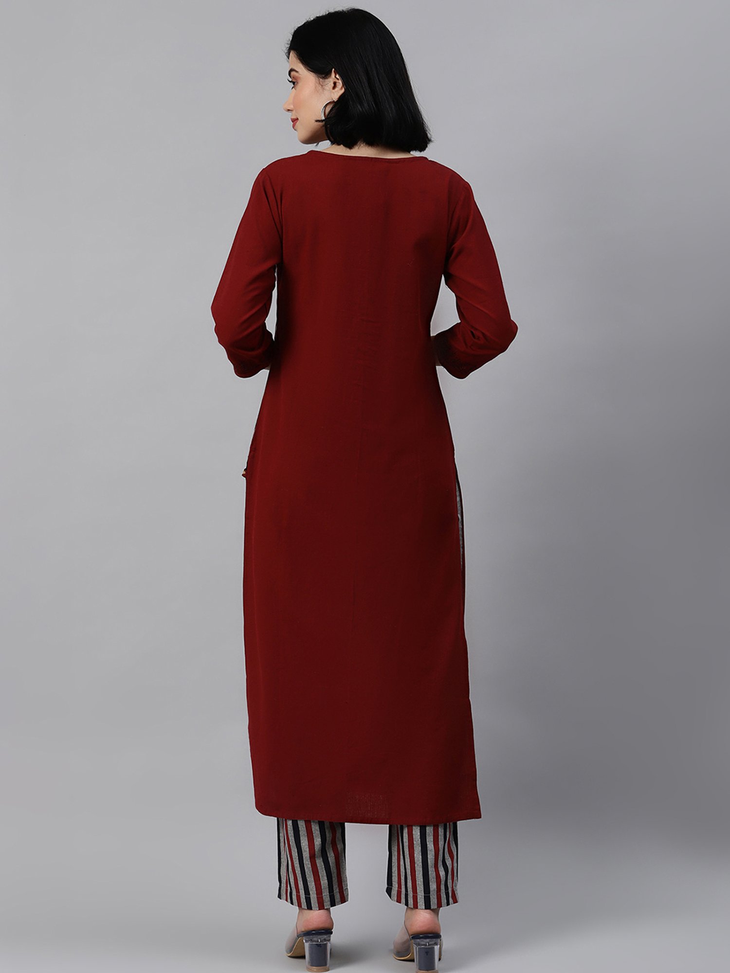 KSUT Maroon Printed Kurta Pant Set