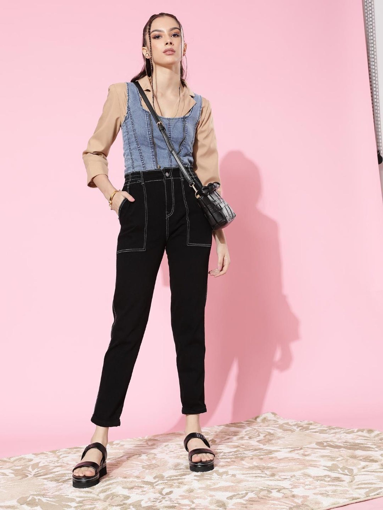 DOLCE CRUDO Black Slim Fit Jeans