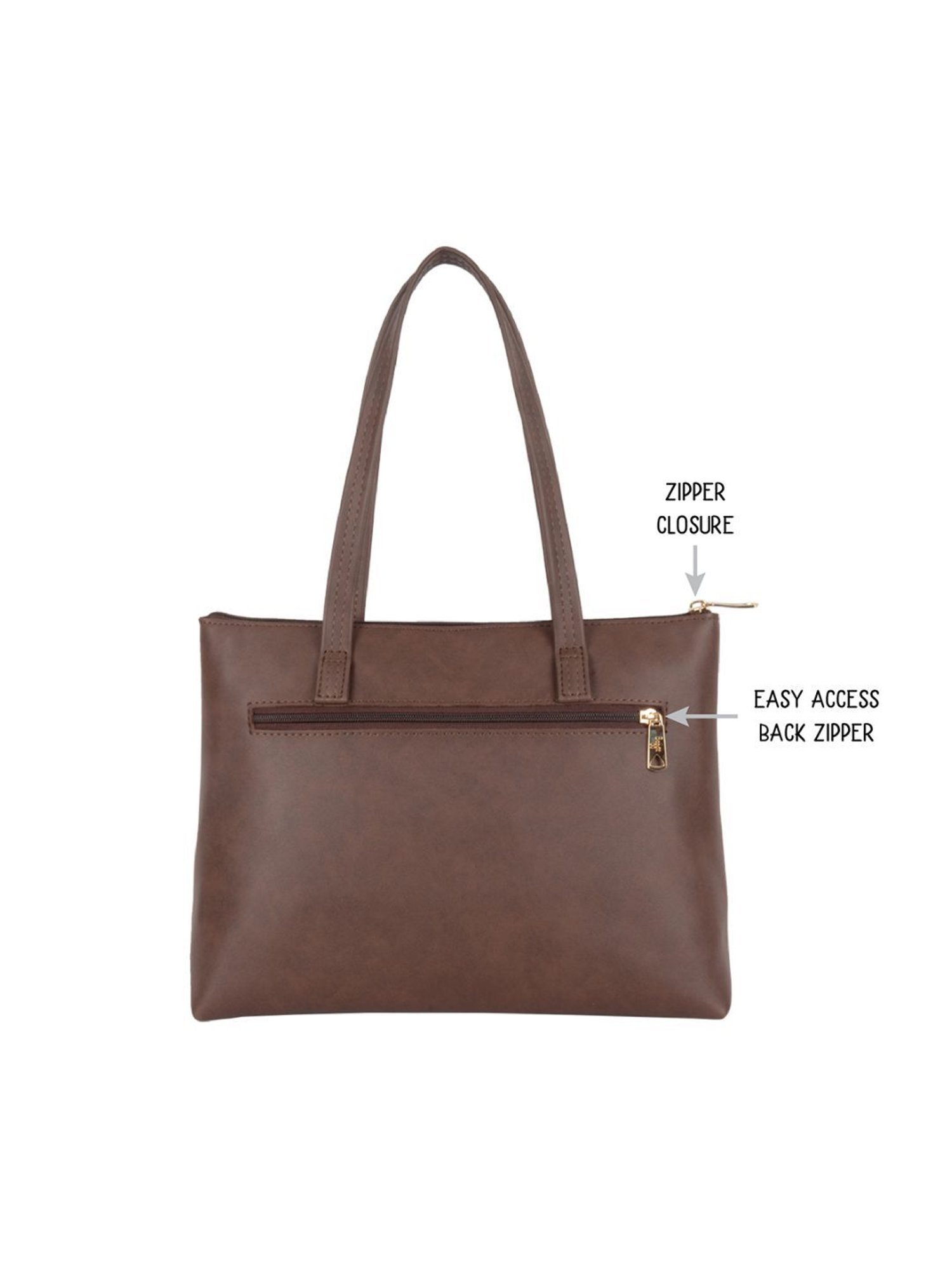 Baggit Munich Scan Brown PU Solid Tote Handbag