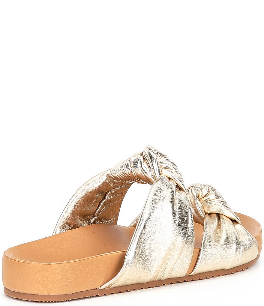Antonio Melani Byrne Knotted Leather Footbed Slide Sandals