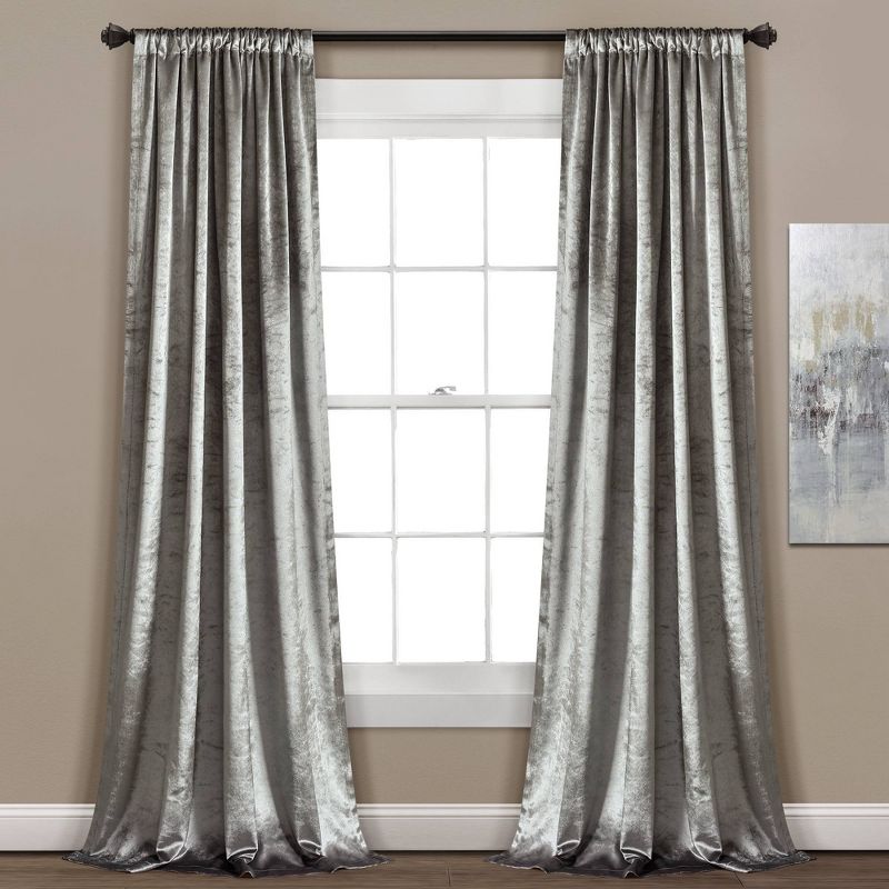 Set of 2 84"x40" Velvet Dream Bells Window Curtain Silver - Lush Décor