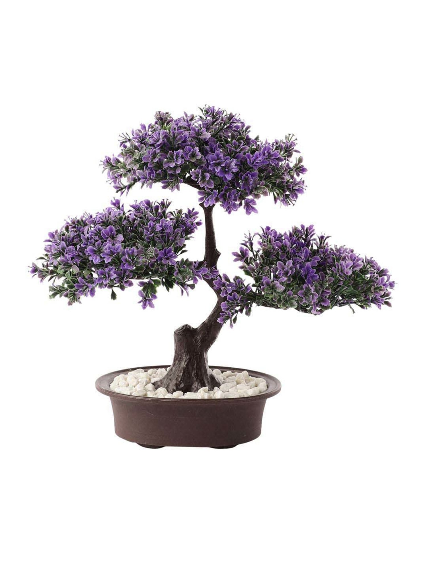 Foliyaj Multicolor Plastic Artificial 3 Head Bonsai Tree With Pot