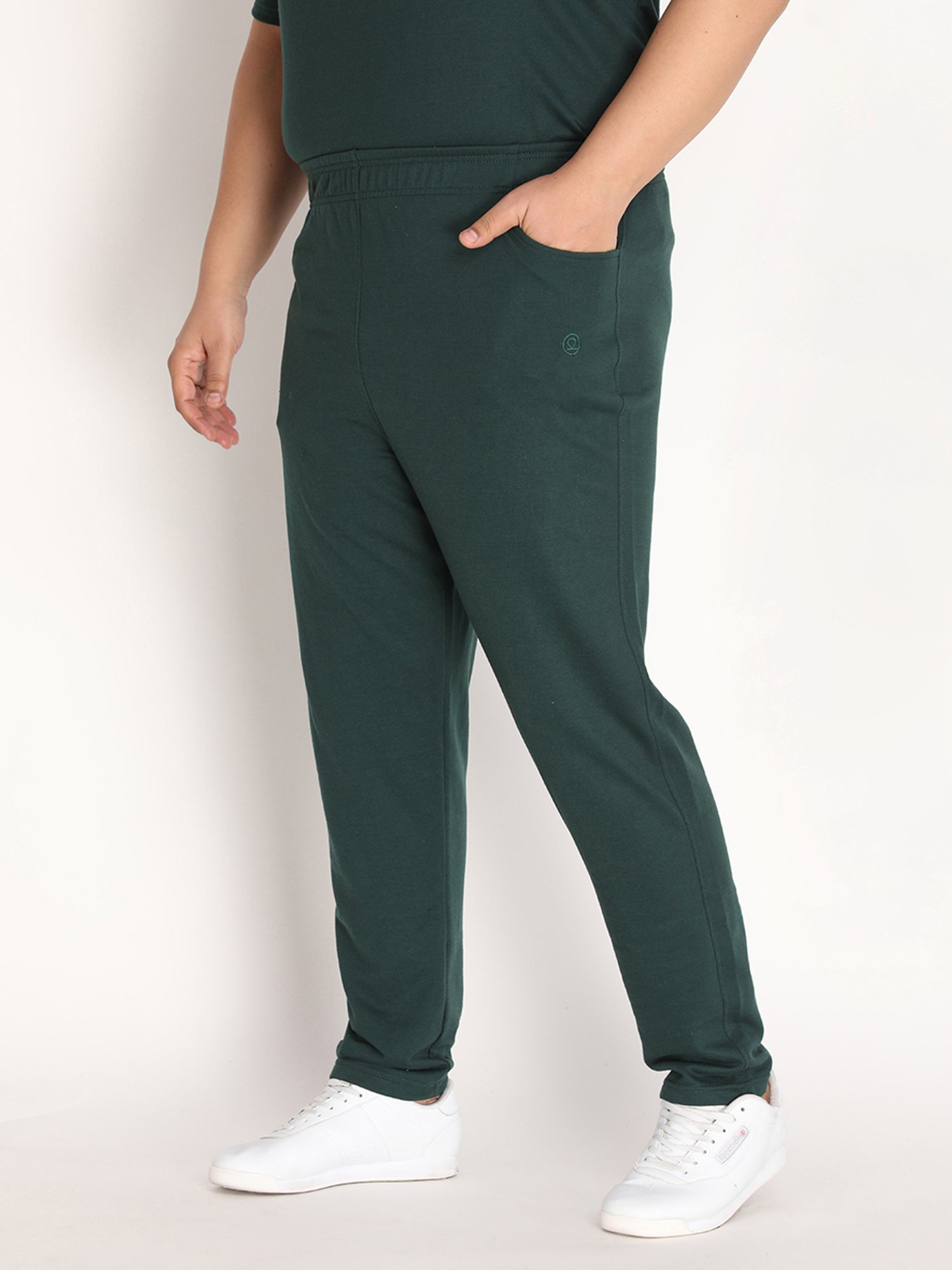 Chkokko Bottle Green Cotton Relaxed Fit Trackpants
