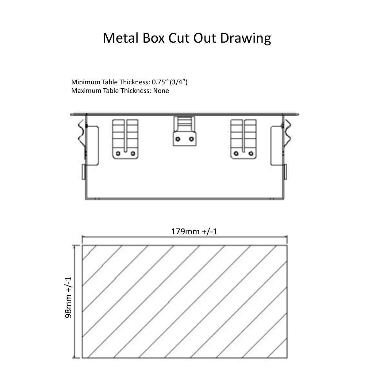 Hidden Pop Up Power and Data Center - 2 AC Outlets, 2 USB, 2 RJ45 (Black)