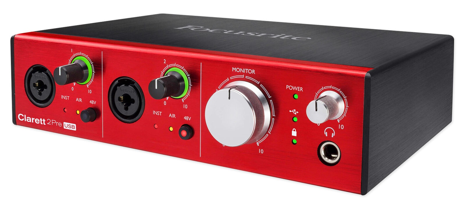 Focusrite Clarett 2Pre USB Audio Recording Interface-2 Mic Preamps+Vocal Shield