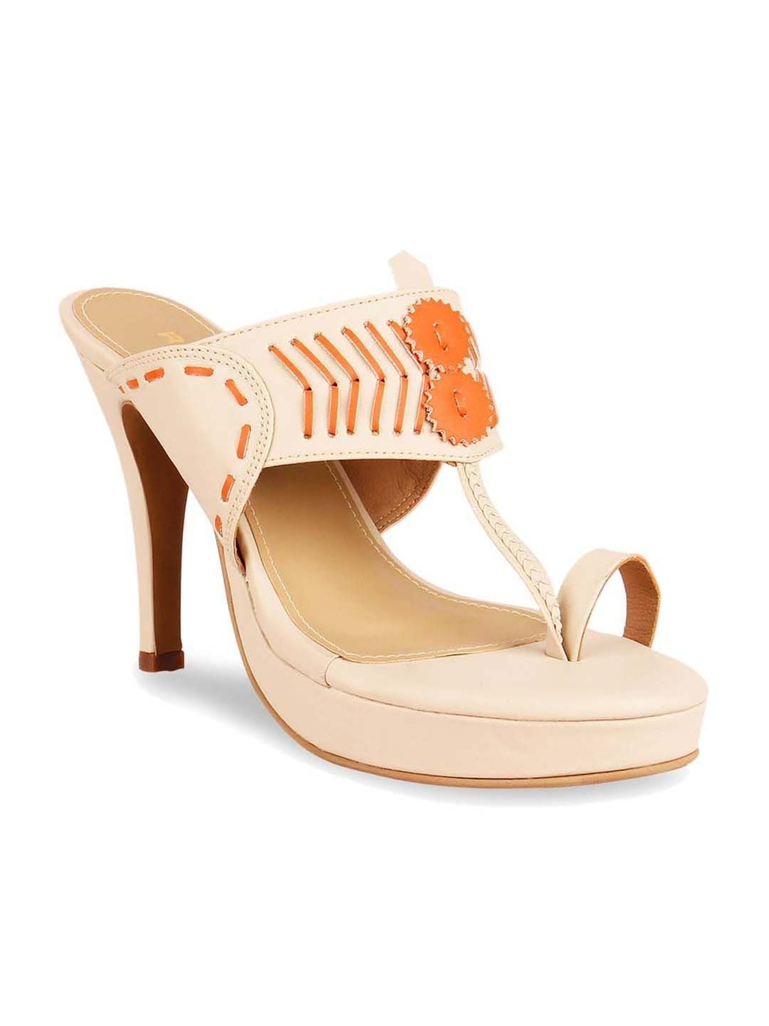 Rocia by Regal Women's Beige Toe Ring Stilettos