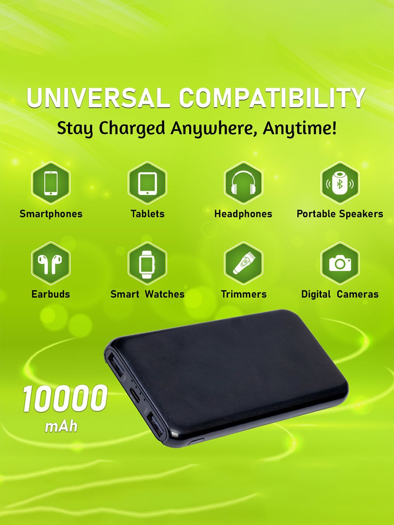 ERD PB-10KE 10000 mAh Li-Polymer Power Bank with Fast Charging (Black)