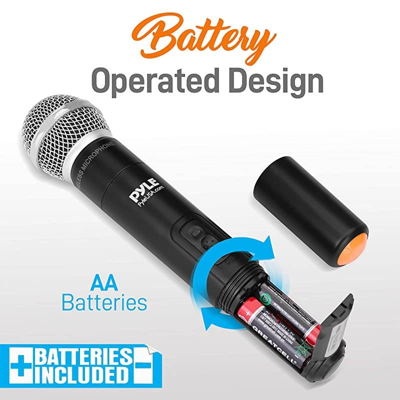 Portable UHF Wireless Microphone System Battery Operated Dual Bluetooth Cordless Microphone Set Includes 2 Handheld Transmitter Mic Mixer Receiver RCA for PA Karaoke DJ Party  PDKWM806B