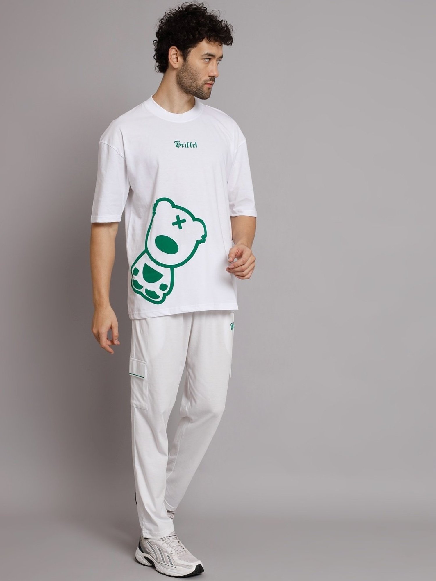 Griffel White Cotton Loose Fit Printed Co-Ord Set