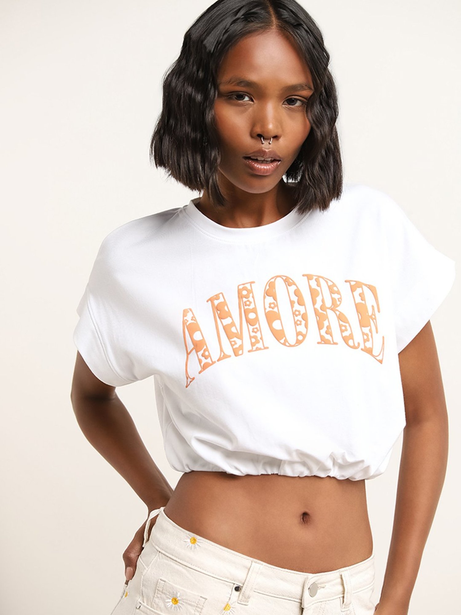 Nuon by Westside White Text Design T-Shirt