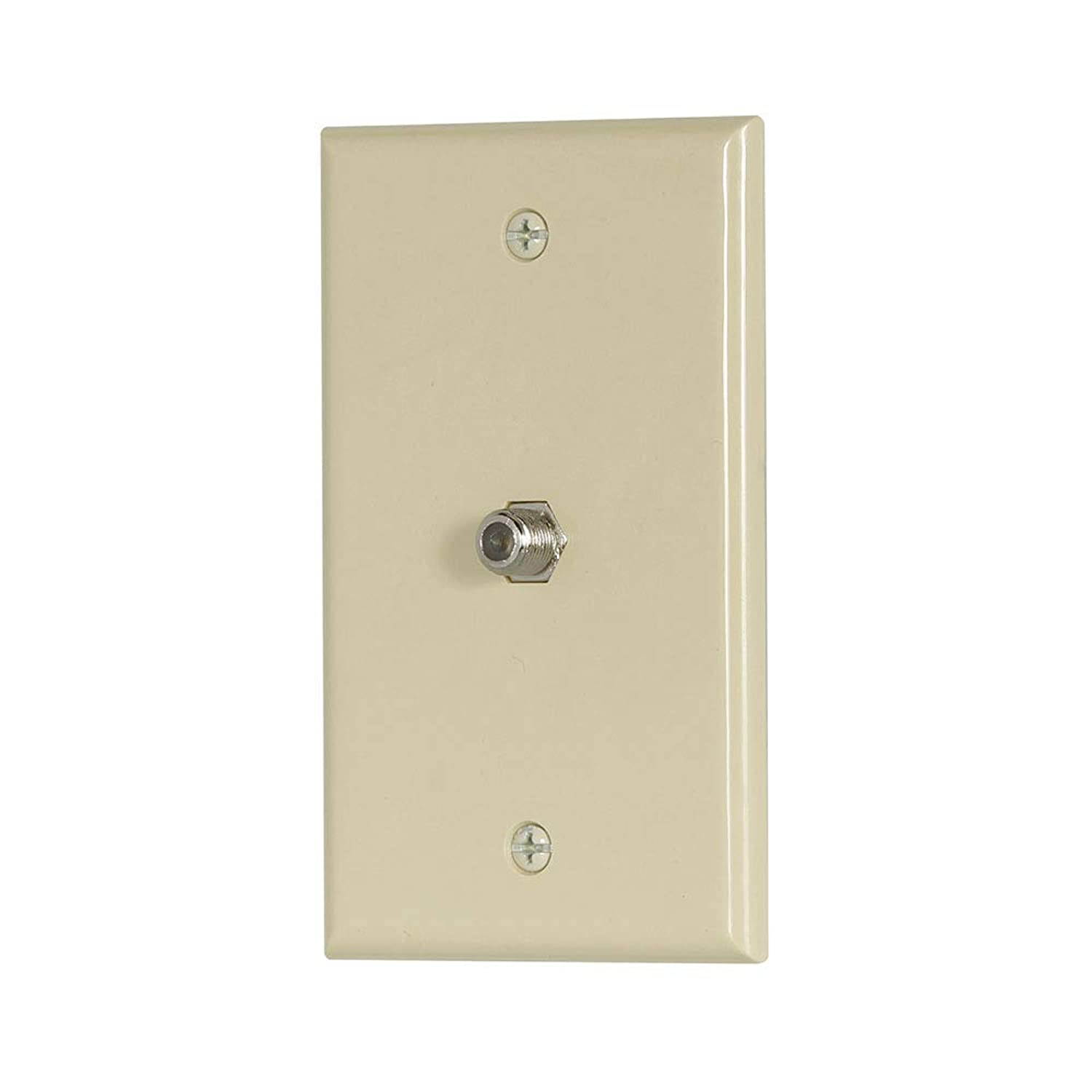 EATON 1172V Type F Jack with Wall Plate, 1 Port, 1 Gang, One Size, Ivory