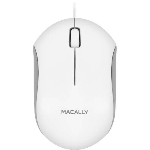 Macally QMOUSE USB Wired 3 Button 1200dpi Optical Mouse - White