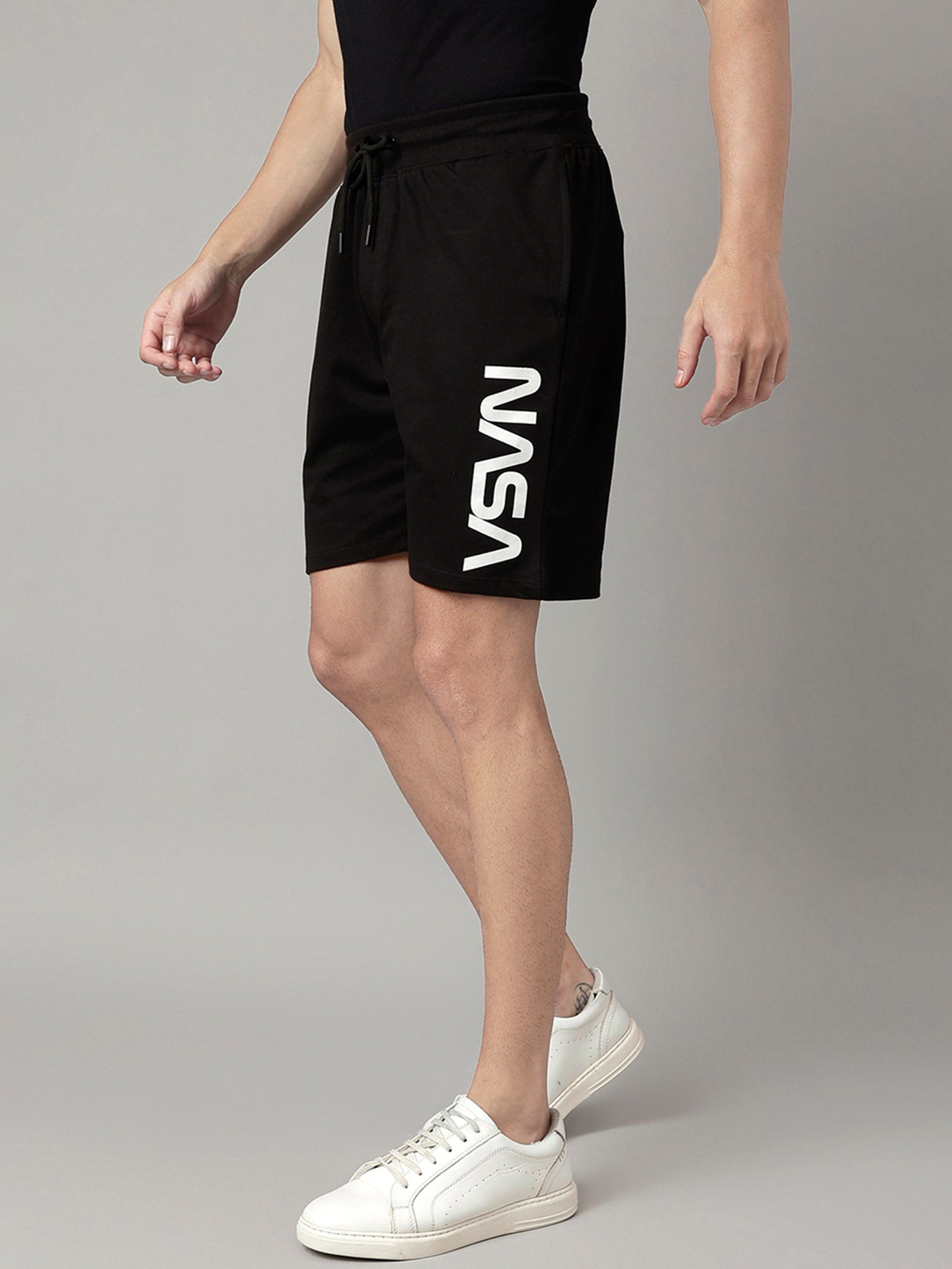 Free Authority Black Regular Fit NASA Print Shorts