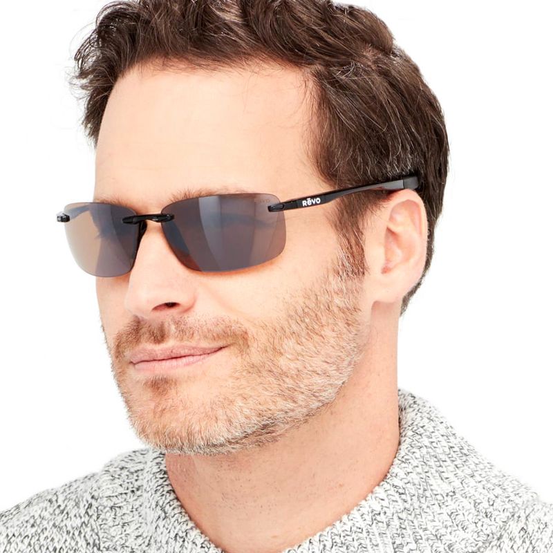 Revo Descend N RE 4059 01 BL Unisex Rectangle Polarized Sunglasses Black 64mm