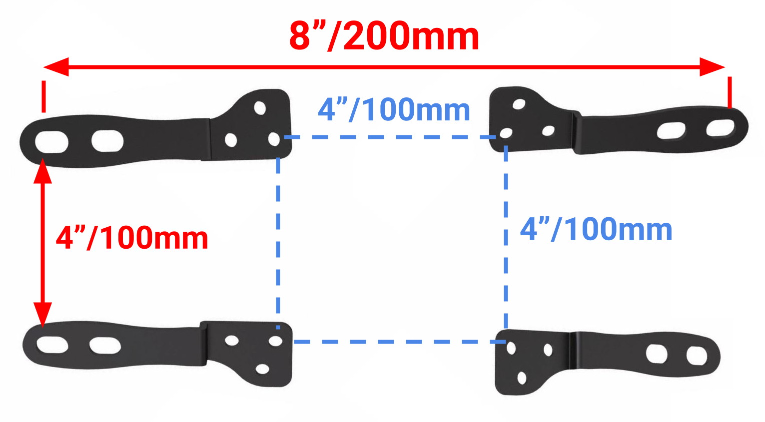 Husky Mount Universal TV Mount VESA Adapters 200x200 - Set of 4 Adapters Extends Fit for 100x100 VESA TV and Monitor Mounts up to 200x200