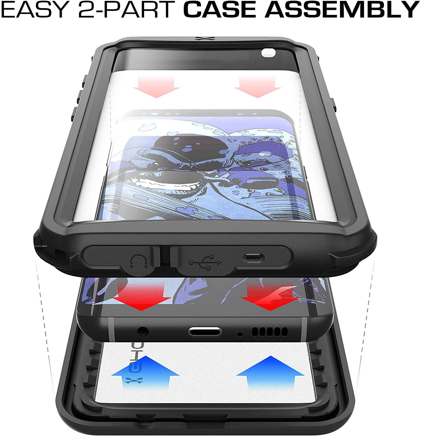 Ghostek Nautical Galaxy S8 Plus Waterproof Case with Screen Protector Extreme Rugged Heavy Duty Protection Full Body Sealed Shell Underwater Shockproof for 2017 Galaxy S8 Plus (6.2 Inch) - (Black)