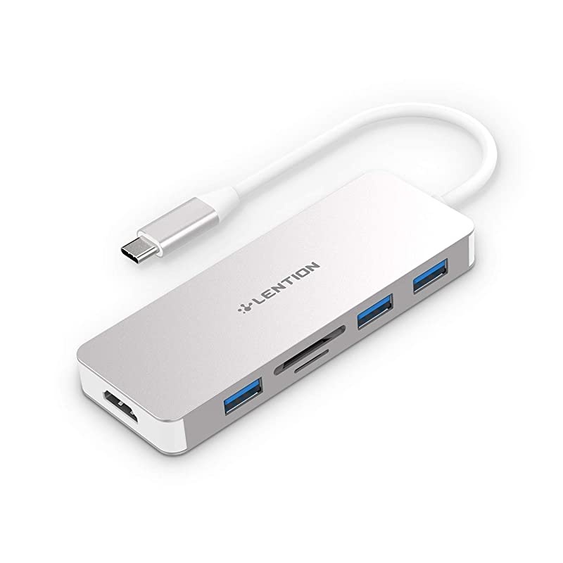 USB C Hub with 4K HDMI 3 USB 30 SDMicro SD Card Reader Compatible 20202016 MacBook Pro 131516 New Mac AirSurface Chromebook MultiPort Adapter CBC18 Silver