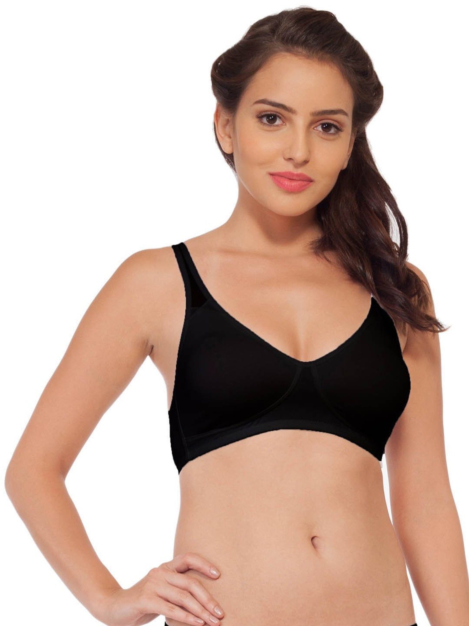 Soie Black Non Wired Non Padded Half Coverage T-Shirt Bra