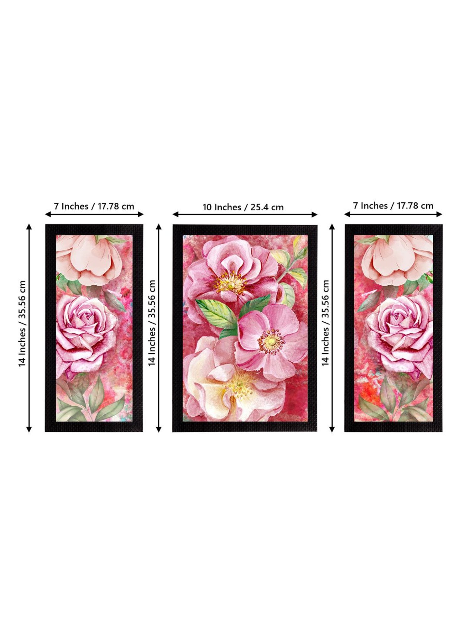 eCraftIndia Set of 3 Botanical and Floral Satin Matt Textured UV Art Painting