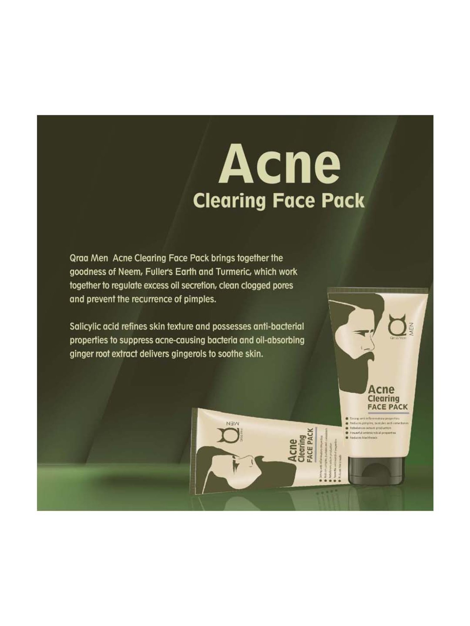 Qraa Men Acne Clearing Face Pack - 100 gm