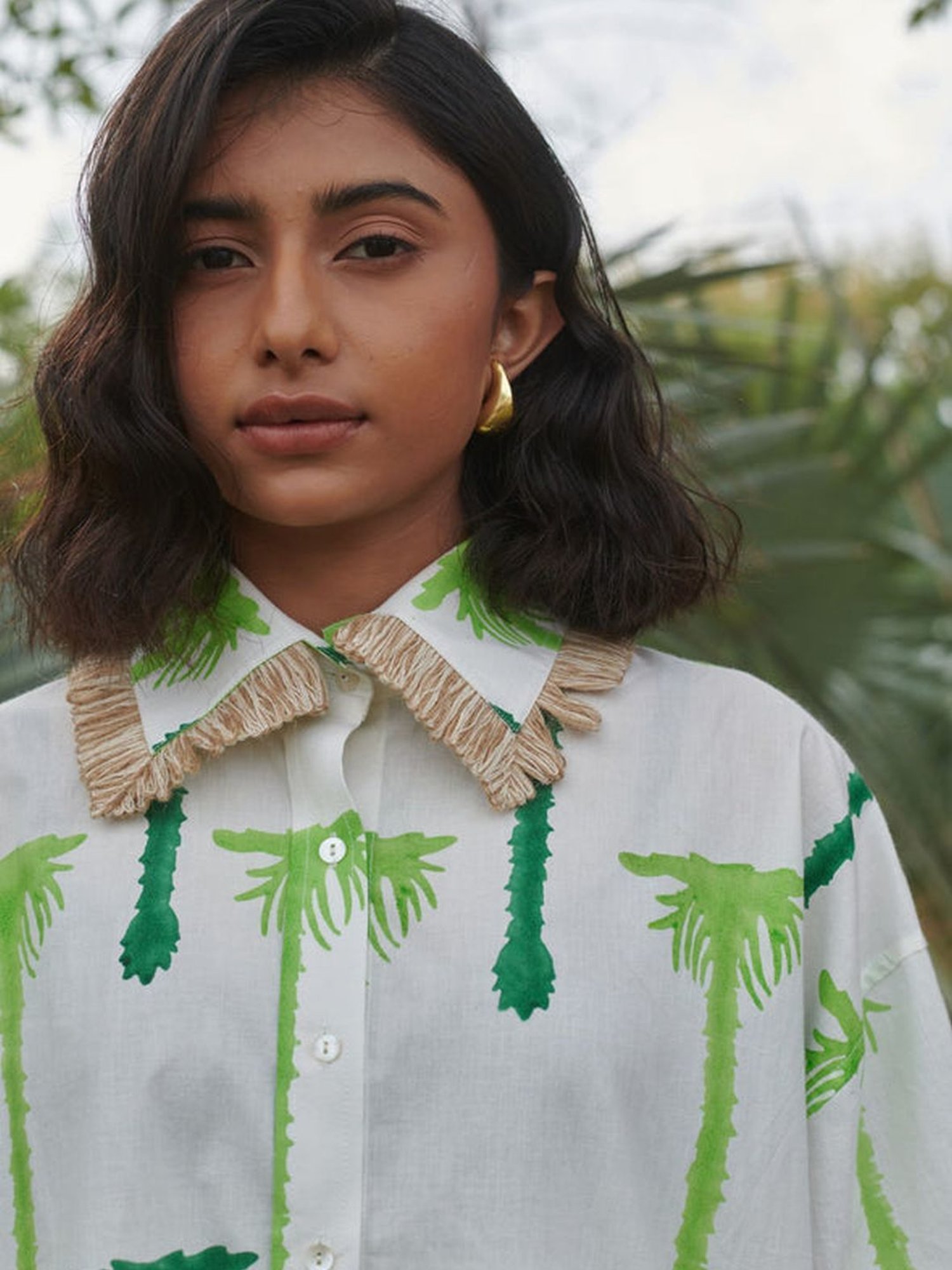 Khajoor Studio White & Green Sundaze Statement Khajoor No.1 Shirt