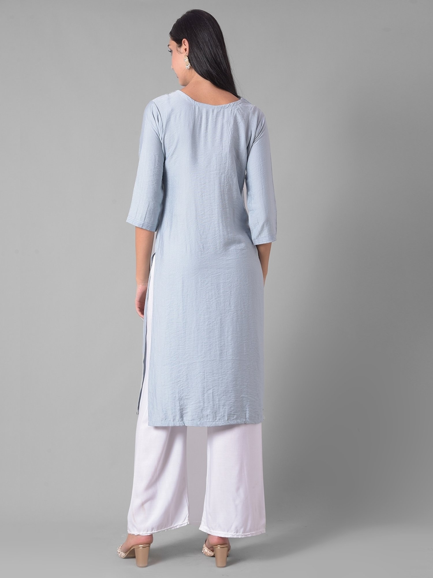 Dollar Missy Grey Embroidered Straight Kurta
