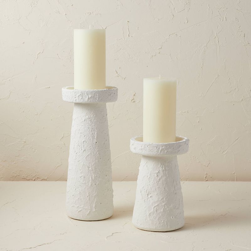 12" x 5" Terracotta Candle Holder Chalk White - Opalhouse™ designed with Jungalow™