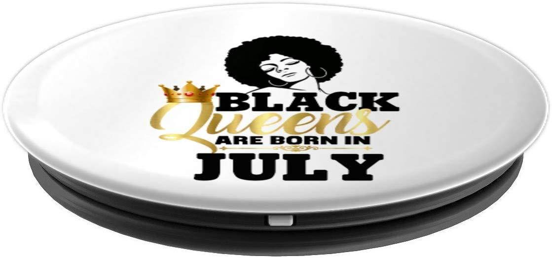 Black Queens Are Born In July Birthday Gift Afro Hair PopSockets Grip and Stand for Phones and Tablets