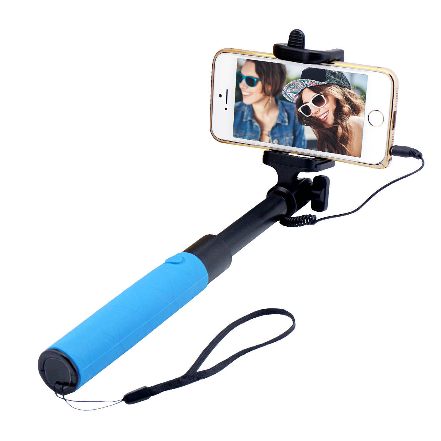 Luxury Extendable Folding Wired Selfie Stick Monopod For Samsung Galaxy S5 Note3 iphone 6 5S(Black)