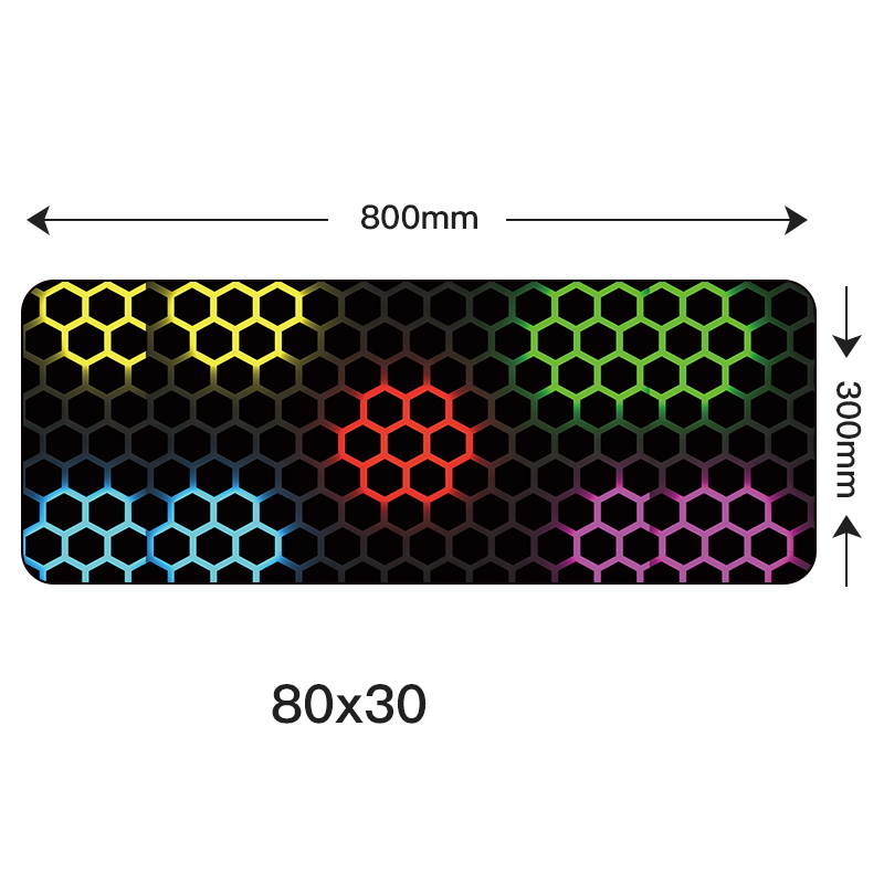 HISPETECH 80X30cm Hexagon Large Gaming Mouse Pad Locking Edge Natural Rubber Keyboard Mouse Mat Anti-slip PolygonTexture PC Keyboard Desk Pad XL