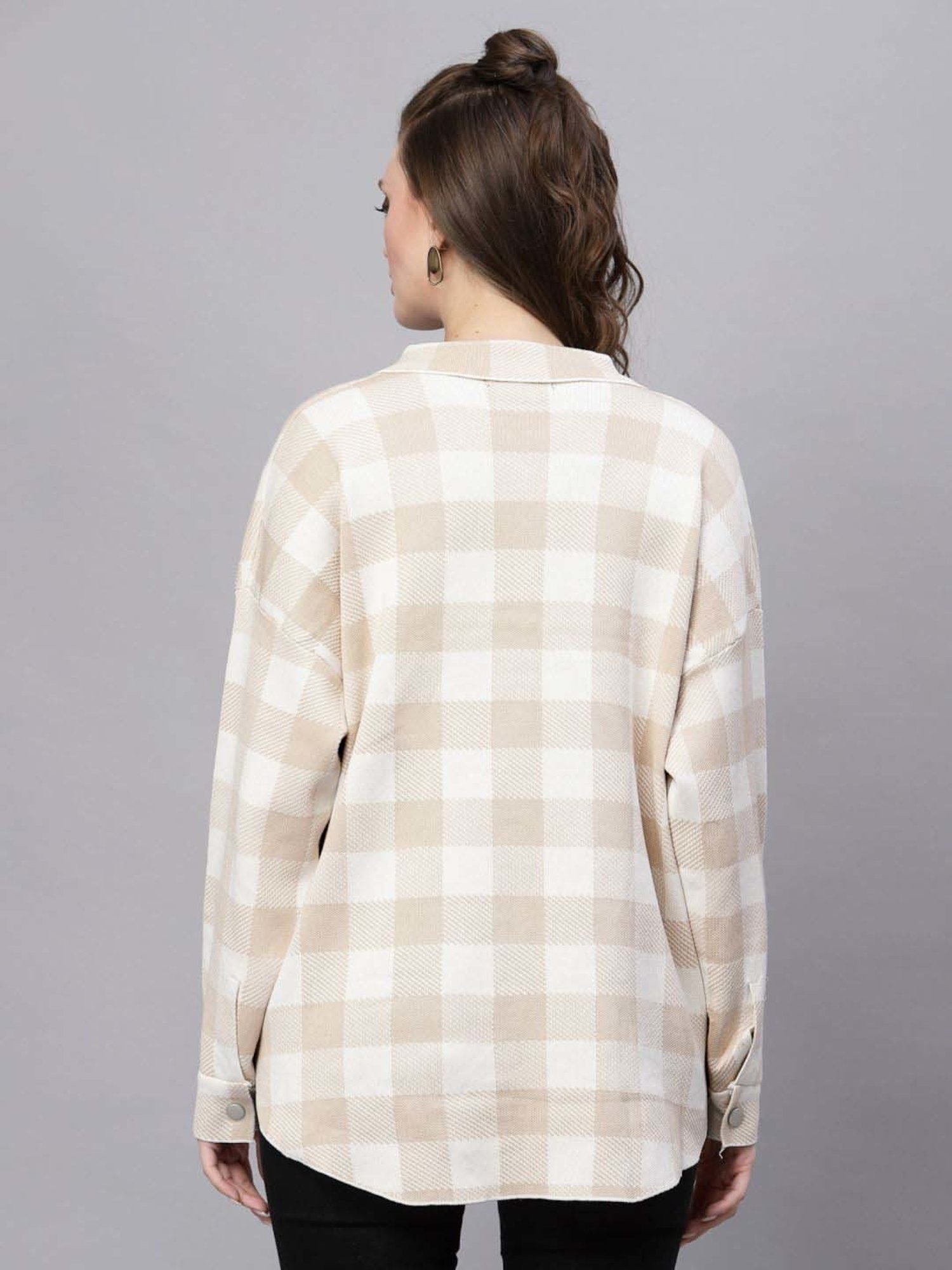 Mafadeny Beige Chequered Shirt